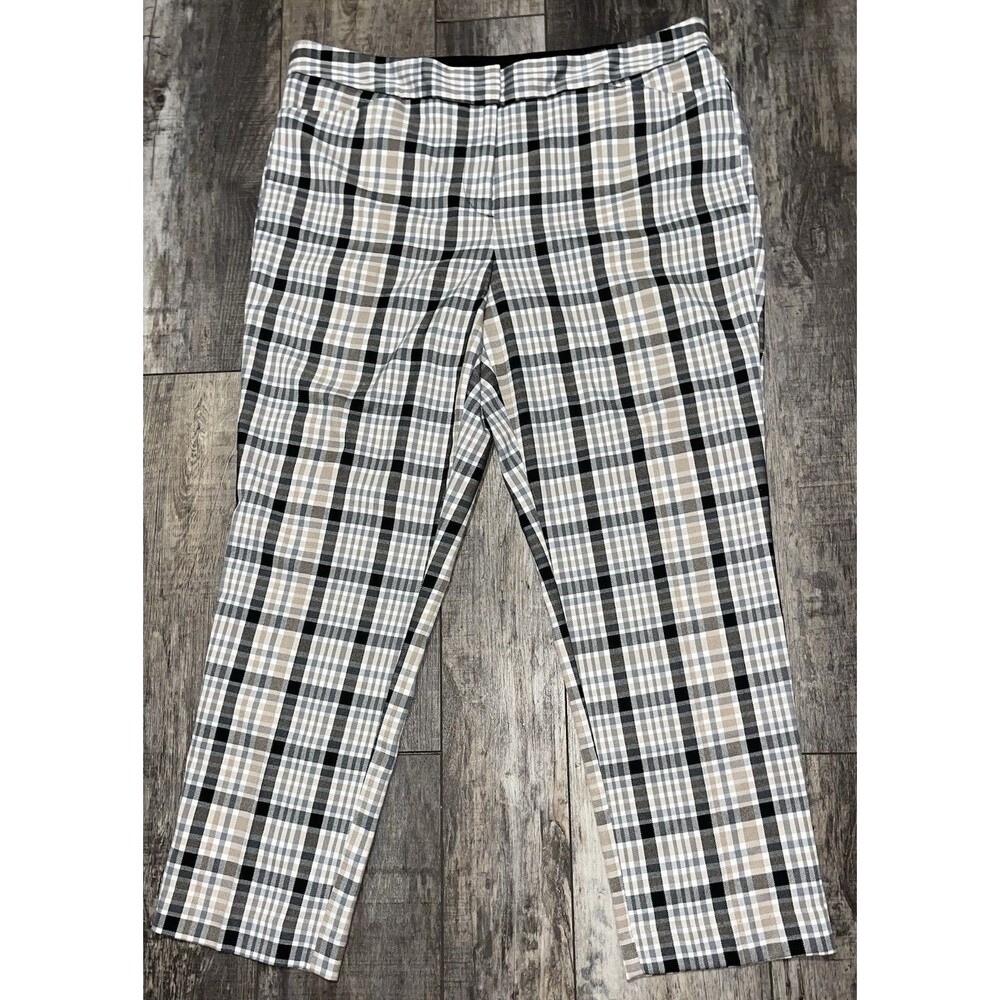 Liz Claiborne Pants Stretch Button Zip Hook Classic Straight  Plaid Women’s 14